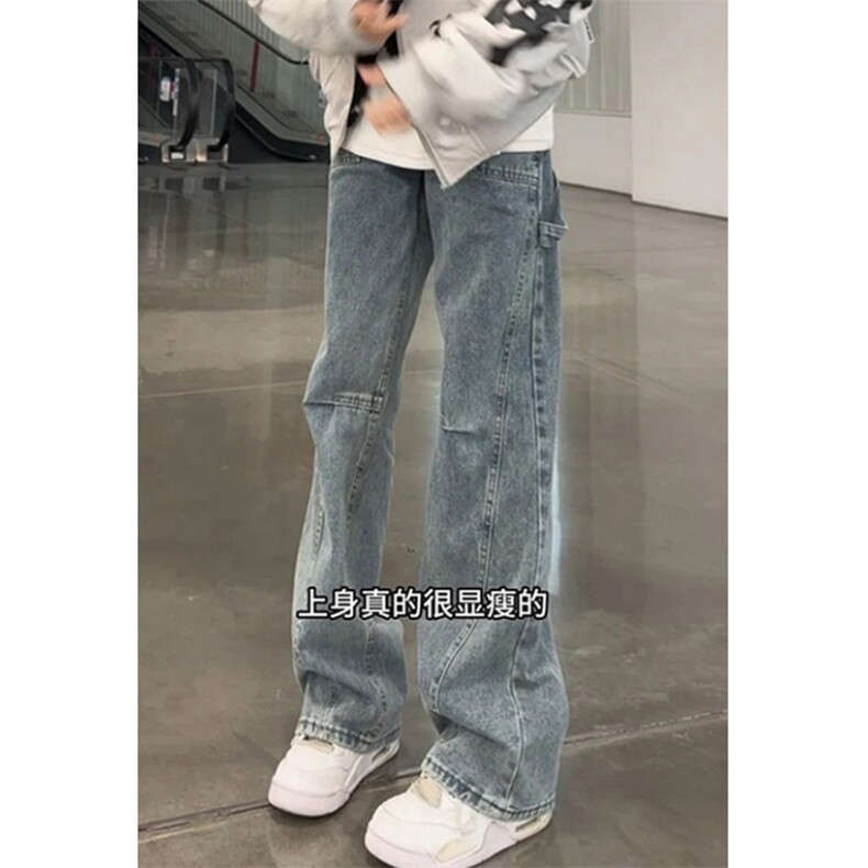 斜切弯刀牛仔裤男款冬季高级感痞帅微喇工装裤显瘦直筒裤NS4140,男装牛仔裤,星座1116A（原606A-3）