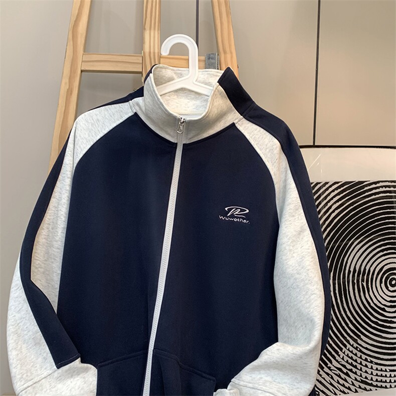 摆拍图-B225-W8642-P71-X89--日系撞色开衫撞色卫衣-聚酯纤维,男装卫衣,电商B225