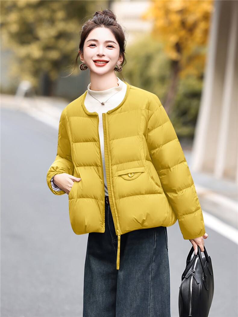 高蓬品质90白鸭绒圆领茧型面包服冬季短外套2025韩版新品小个子女,女装羽绒服,意芙