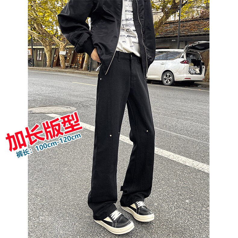 春季高个子加长牛仔裤男微喇美式188cm115直筒阔腿休闲裤KZ027P65,男装休闲裤,电商B312