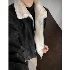 美拉德羊羔毛pu皮棉衣加绒加厚情侣棉服外套男H1166特P85，男装皮衣，电商A341