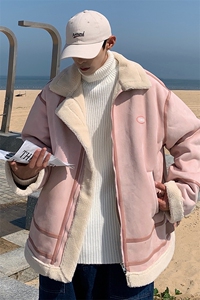 1港风羊羔毛棉衣男休闲宽松棉服男潮外套夹克男YG7538P145控188图片
