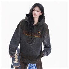 W11131-P88网图现货高品质春季新款复古做旧刺绣连帽套头卫衣，男装卫衣，星座1608