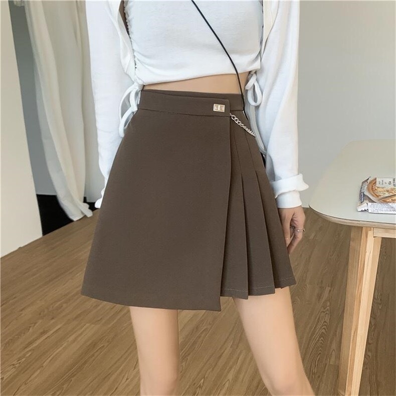 压褶半裙，女装半身裙，精典蓝月