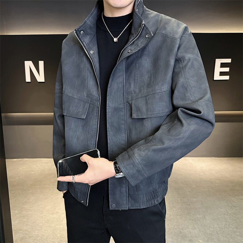 皮衣外套男秋季2025新款宽松潮流休闲皮夹克C317-J8805-P155图片