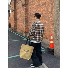 春秋新款下摆流苏破坏衬衣男女经典基础翻领复古格子衬衫外套上衣，男装衬衫，星座516A