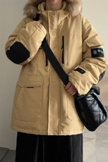 港风2025新品冬季宽松棉服派克服毛领冬装加厚外套D010-P145，男装棉衣，星座717
