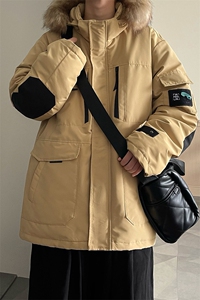 港风2025新品冬季宽松棉服派克服毛领冬装加厚外套D010-P145图片