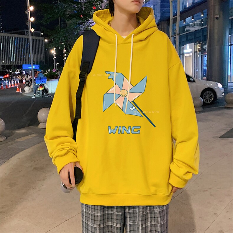 WY2112-P35 加绒款-P40 纯棉连帽卫衣男大码运动帽衫宽松薄外套男图片