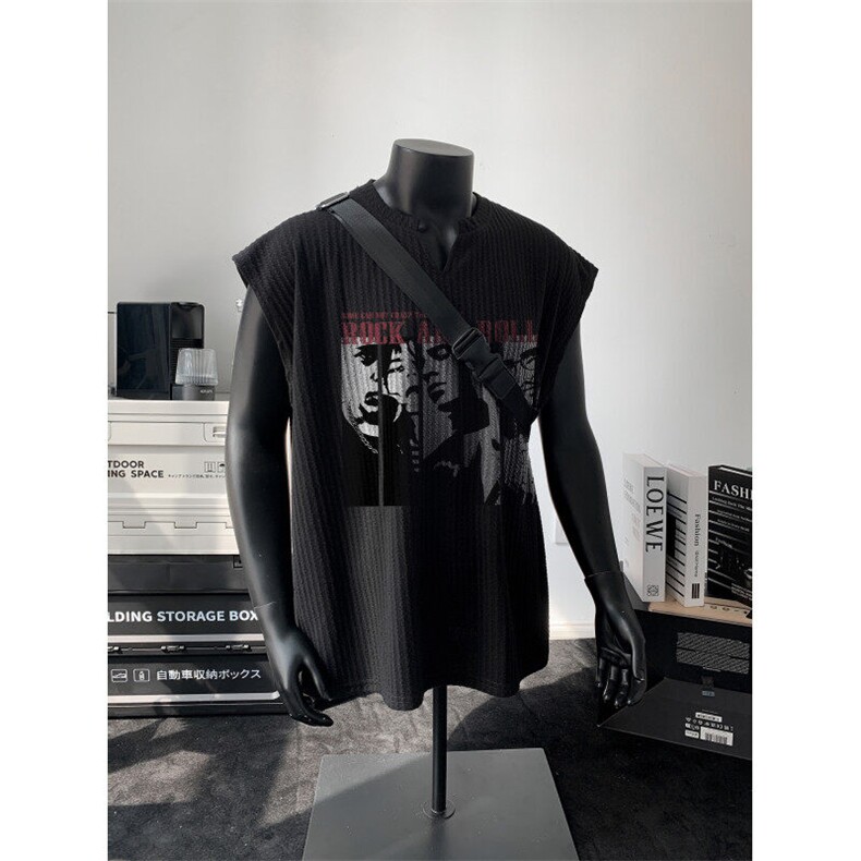 XZ809A/BXXX16/P35/控48美式V领印花背心T恤，男装背心/马甲，星座809A(原222-1)