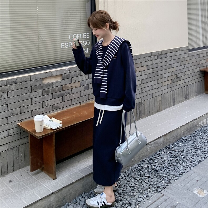 2026春新品藏青色卫衣半身裙套装送披肩2C375-565-P175-K258,女装套装/套裙,2C375