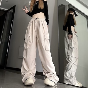 美式辣妹工装裤休闲裤女秋季垂感显瘦直筒阔腿裤拖地长裤QK86-P40图片