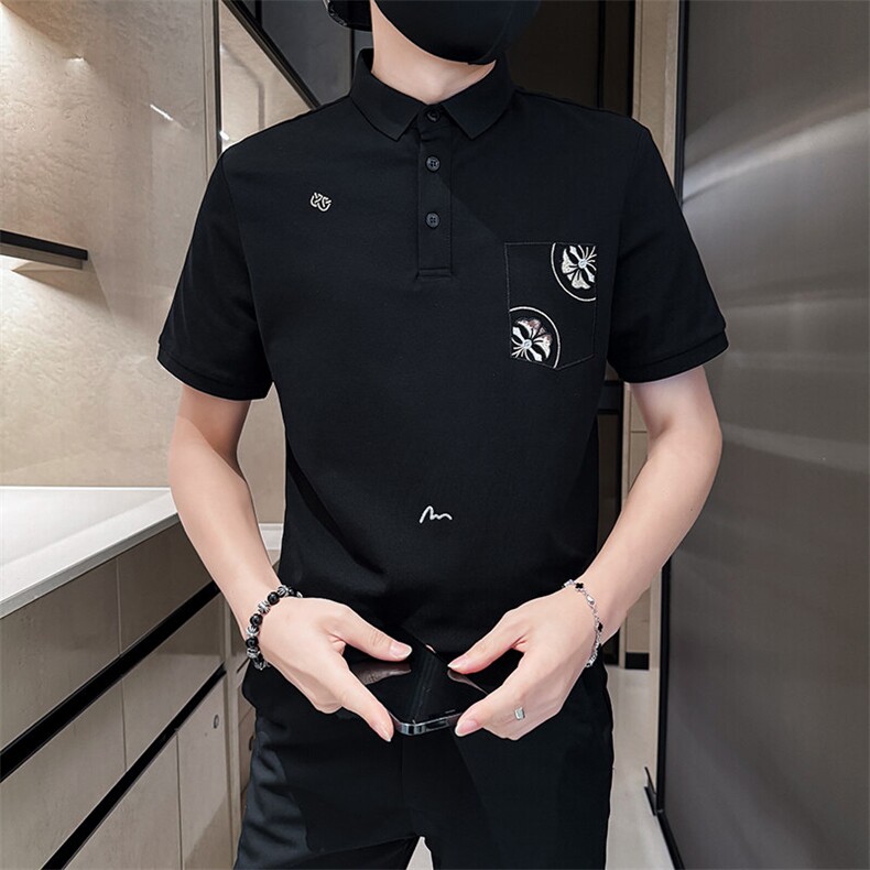 2025夏季新款帅气刺绣短袖T恤翻领Polo衫32552-P58,男装T恤,电商D342