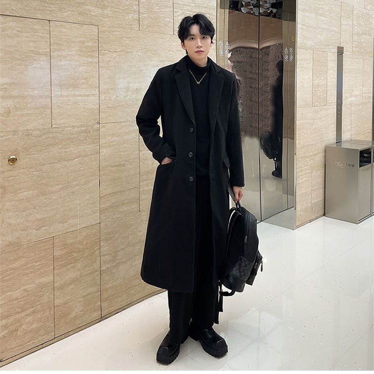 网图冬季加厚毛呢大衣男中长款韩版潮流风衣外套310A-FY900-P80,男装风衣,四季星座310A