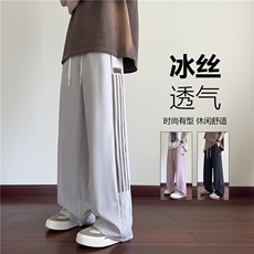 2025夏季新款美式运动条纹宽松冰丝休闲裤B315-K25667-特p35控68，男装休闲裤，电商B315