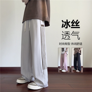 2025夏季新款美式运动条纹宽松冰丝休闲裤B315-K25667-特p35控68图片