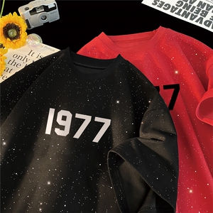 2025夏季新款 高品质满天星亮片短袖1977印花MT901-P30控48图片