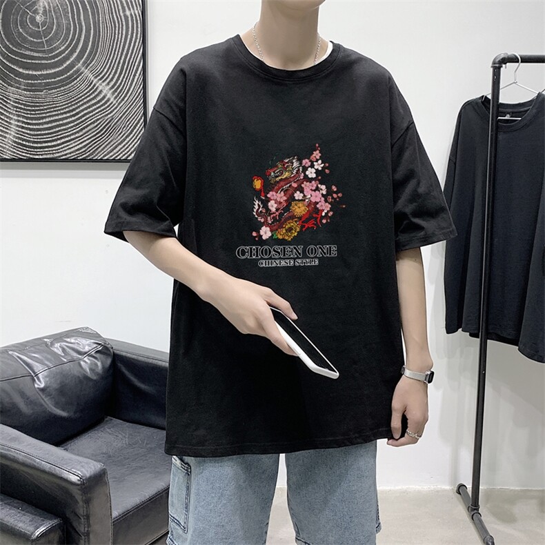 T1546P25现货夏季宽松短袖T恤男潮百搭上衣男士大码圆领休闲t恤,男装T恤,星座510A-1