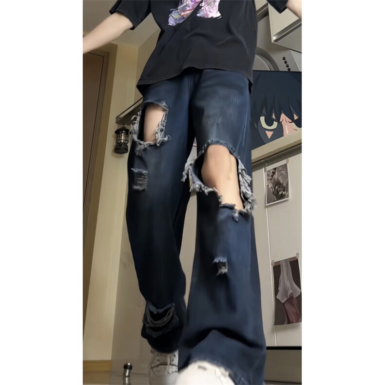 大破洞做脏乞丐裤泼墨油漆微喇高街破洞美式做旧牛仔裤GJ358P55,男装牛仔裤,电商D256A(原A064A)
