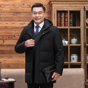 继续主推可拆卸帽中老年羽绒服外套男士加厚爸爸装羽绒服大衣图片