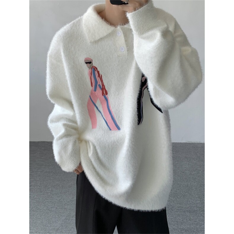 秋冬款男POLO领毛衣人物刺绣加厚休闲打底外套M8817P65,男装针织衫/毛衣,星座1013-1
