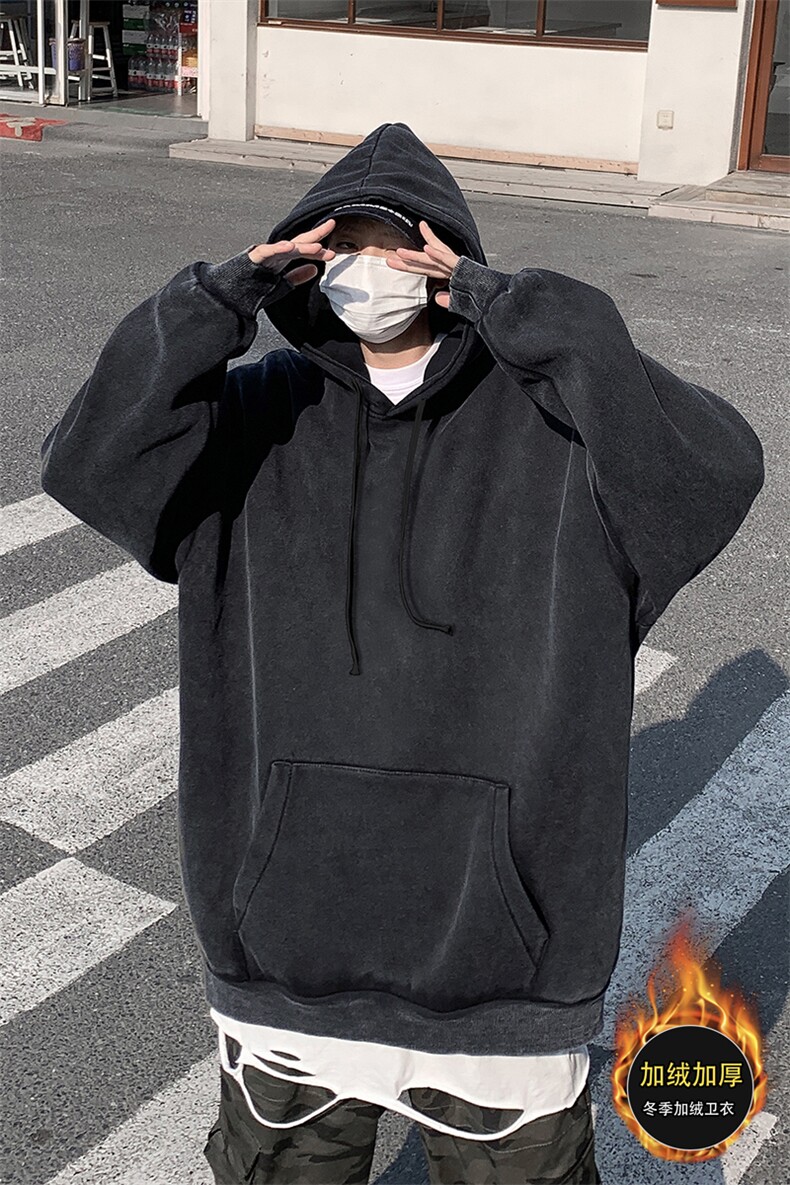 重磅水洗做旧加绒卫衣连帽光板直播有帽绳BK6600-P58加绒P68,男装卫衣,星座517A