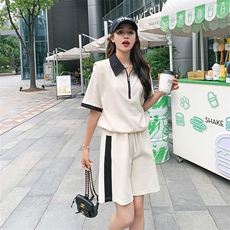 现货~新款上新！撞色设计短袖短款两件套190-82359-P120-K178，女装套装/套裙，一九零