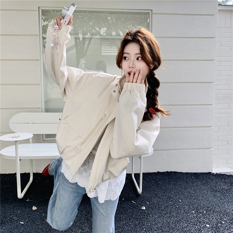 现货米白色春季新款外套女短款休闲宽松上衣2C353--721#P165K268,女装短外套,2C353