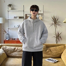 抖音得物二开美式重磅宽松结构拉链设计防风高领连帽卫衣外套W76，男装卫衣，电商A486-1