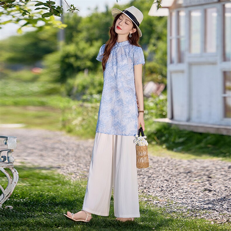 紫色新中式国风刺绣上衣套装女2025夏新款高级感半身裙显瘦两件套,女装套装/套裙,涵墨