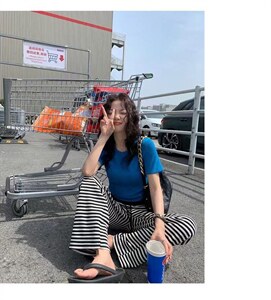 现货 夏季抽绳条纹裤图片