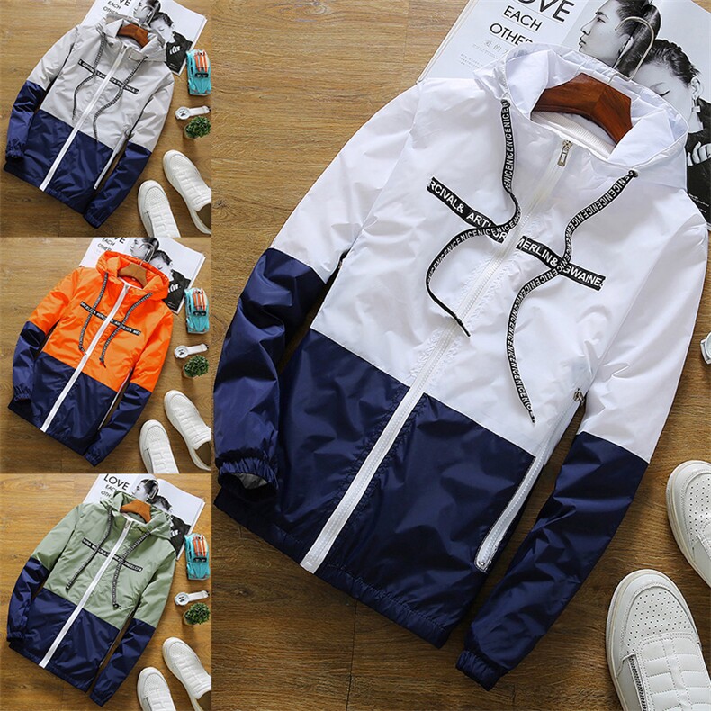 Y288 Y28情侣连帽防晒服夹克外套开衫大码学生班服青少年潮外贸男图片