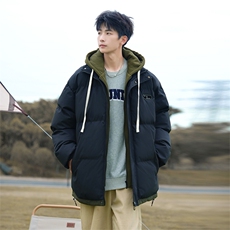 现货抖音得物二开三防加厚假两件拼接连帽棉衣冬季棉服LL9999，男装棉衣，电商A486