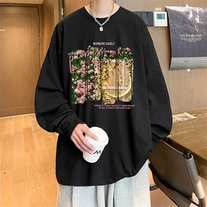 直播品质 秋冬重磅潮牌嘻哈美式印花纯棉长袖T恤打底衫CT391特P28图片