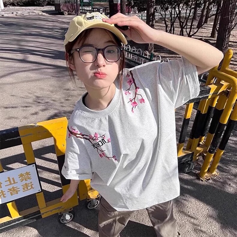 万针全刺绣工艺抖音得物高品质260克重磅纯棉双纱美式高街短袖T恤,男装T恤,电商A486-1