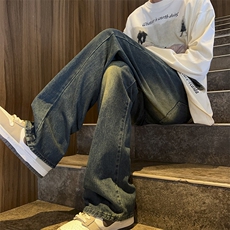 美式ins高街hiphop微喇重工艺水洗复古蓝牛仔裤货号K2322-1P60，男装牛仔裤，电商A063