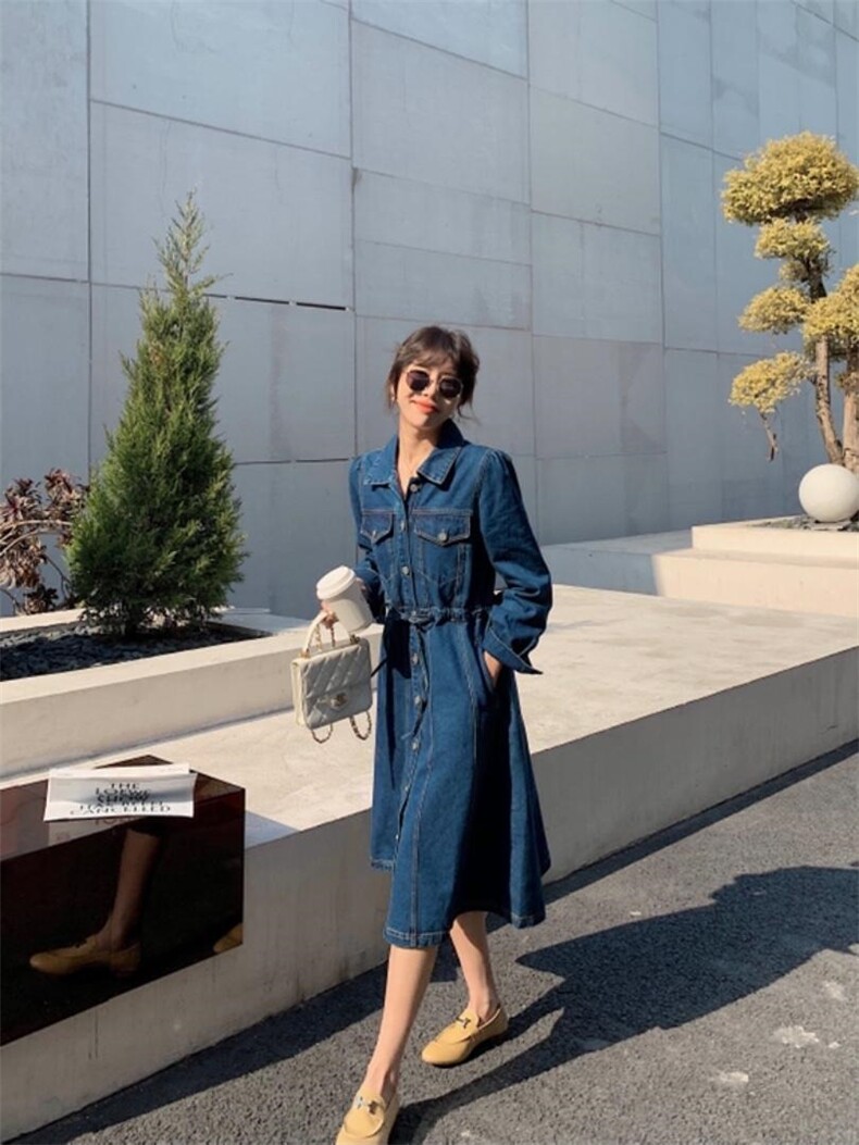 牛仔连衣裙，女装连衣裙，肆尔