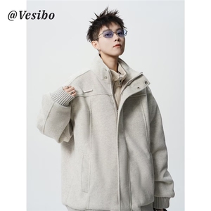 8820百搭毛呢双层复合外套简约原宿文艺时尚新款日系慵懒潮流流行图片