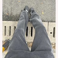 重磅水洗卫裤男春秋潮牌宽松cleanfit直筒休闲裤复古阔腿拖地裤子，男装休闲裤，星座506A