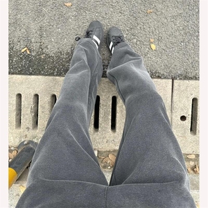 重磅水洗卫裤男春秋潮牌宽松cleanfit直筒休闲裤复古阔腿拖地裤子图片