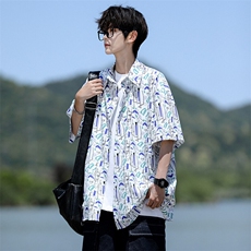 8XL-M花衬衫男短袖夏季薄款冰丝半袖宽松大码休闲外套DC28008P38，男装衬衫，电商B312