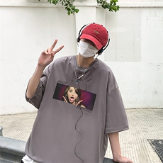 B239-D923-P28夏季人物图案印花半袖重磅短袖t恤男港风，男装T恤，星座514-2(原B239)