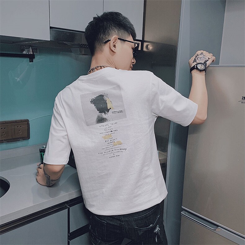 D52/人头印花夏装雅痞圆领T恤男士社会青年修身短袖,男装T恤,电商A458A