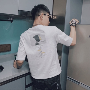 D52/人头印花夏装雅痞圆领T恤 男士社会青年修身短袖图片
