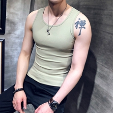 618-特p20夏季无袖坎肩背心男纯棉修身运动健身男士宽肩汗衫，男装背心/马甲，电商D303