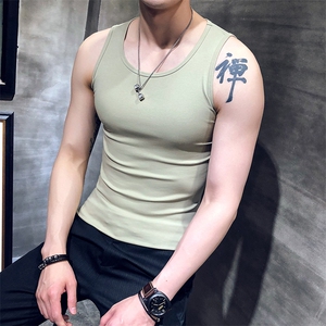 618-特p20 夏季无袖坎肩背心男 纯棉修身运动健身男士宽肩汗衫图片