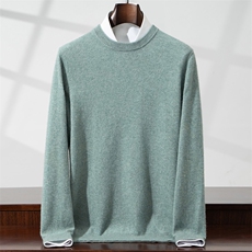 男士圆领纯色十二针35%长袖保暖舒适秋冬新款，男装羊绒套衫，宏杨羊绒