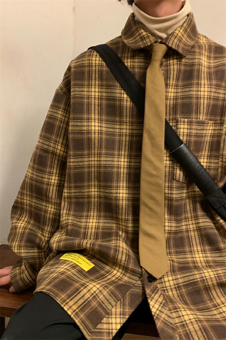 秋冬休闲潮流格子衬衫保暖加厚打底衫男C2158-特P32/C9732-特P40,男装衬衫,电商A007