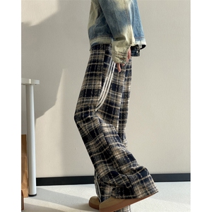 2025秋冬新款格子美式复古条纹宽松休闲裤B315-K826-特p40控78图片
