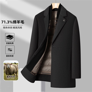 8507-70毛 可脱卸羽绒内 胆围巾款中长款大衣 P340图片